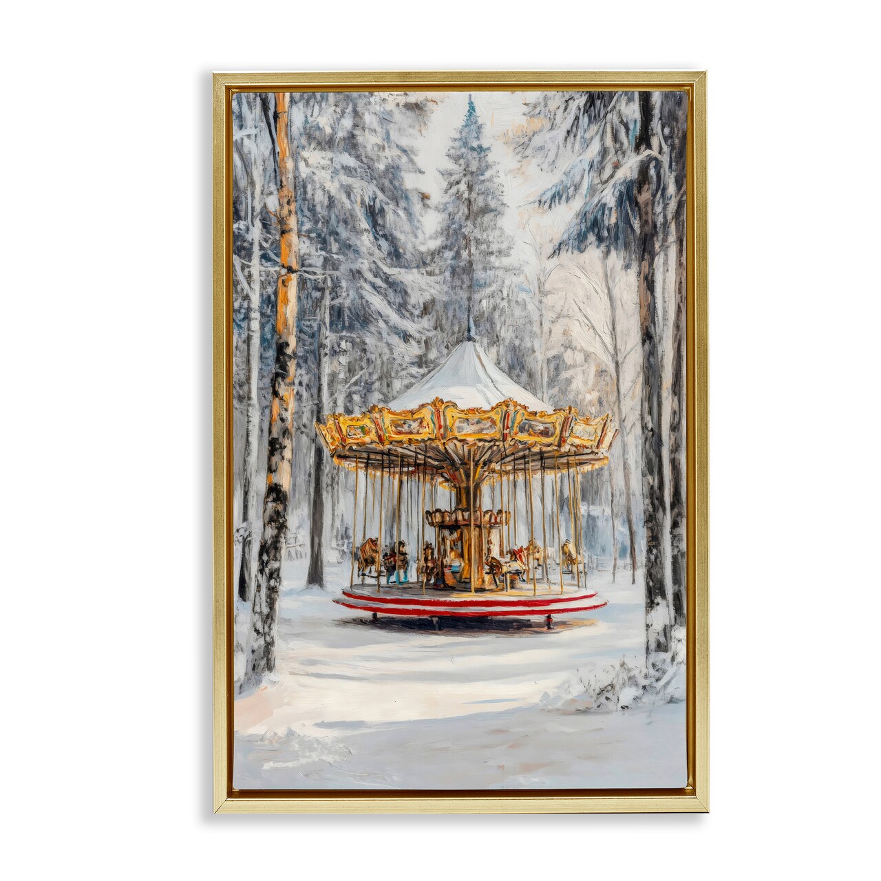 Stupell Industries Winter Wonderland Carousel Floating Frame, design by Petal Prints Design